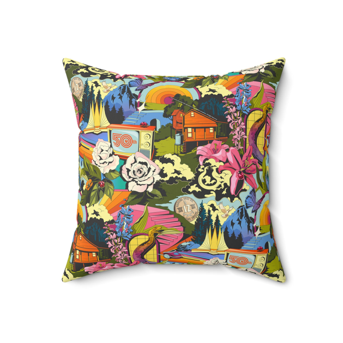 The Hunger Games: Sunrise on the Reaping Pillow Colorful Collage