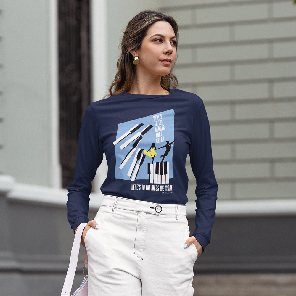 La La Land "Here's to the Mess We Make" Navy Long Sleeve Tee