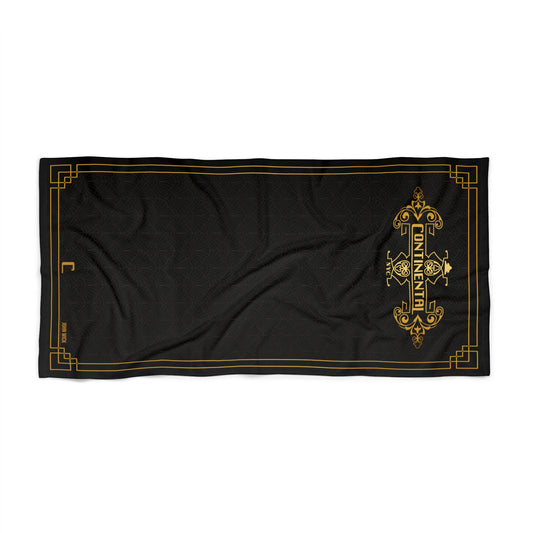 John Wick Beach Towel 'Continental' Black & Vintage Gold Ornate