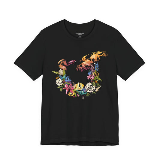 The Hunger Games: Sunrise on the Reaping Black T-Shirt Colorful Floral Flint Striker