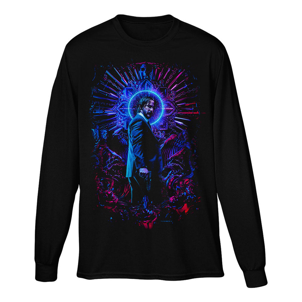 Neon Character Skull Long Sleeve Black Tee from John Wick