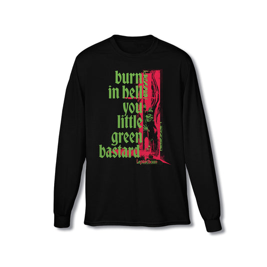 Leprechaun "Burn in Hell" Long Sleeve Black Tee