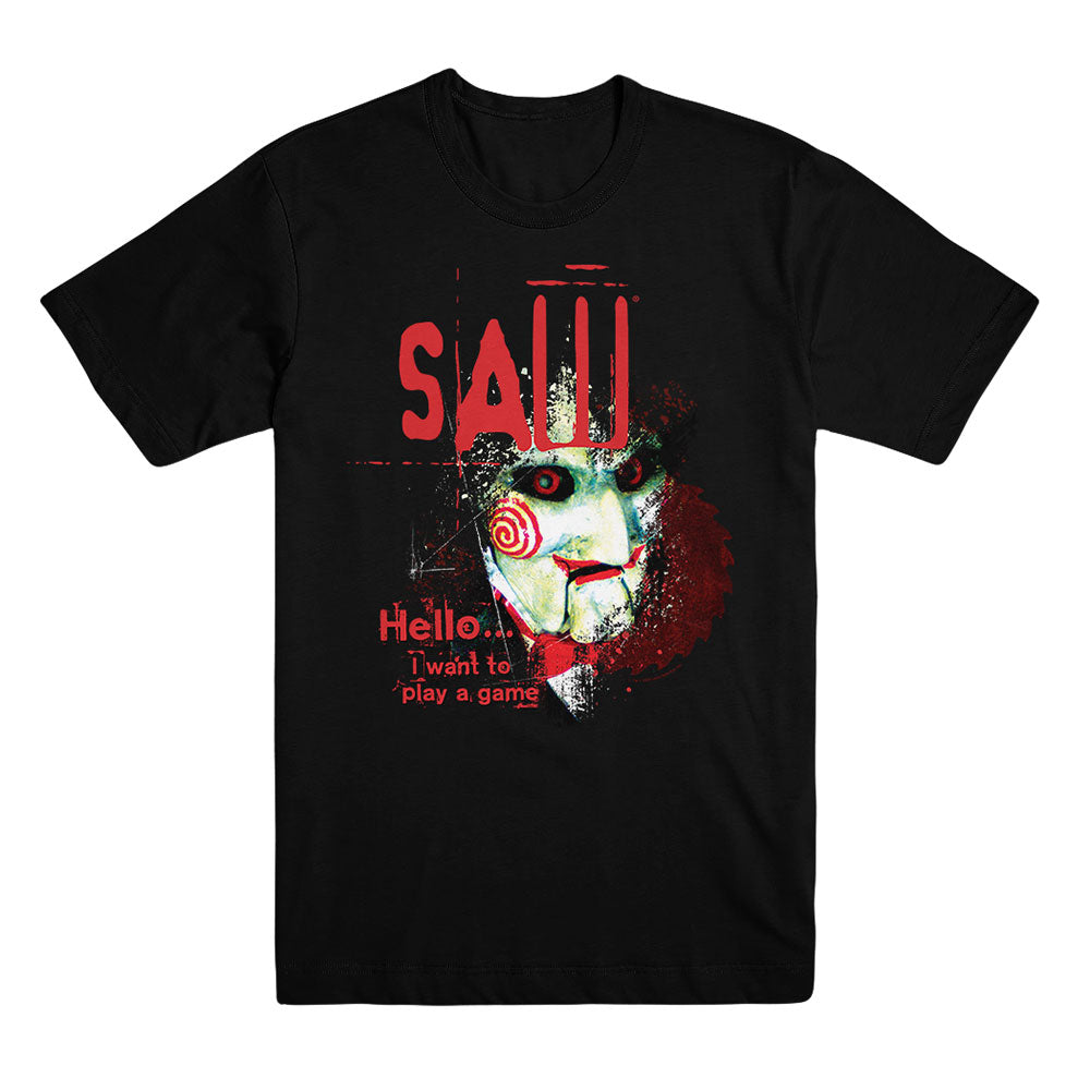 I Want to Play a Game Black T-Shirt from Saw – Lionsgate Shop